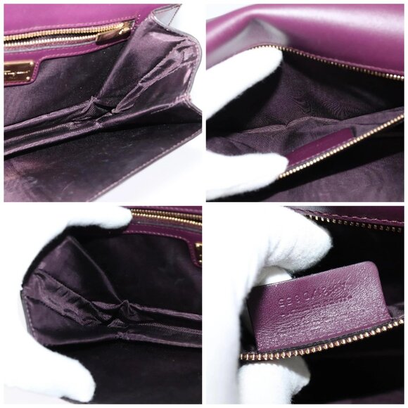 Salvatore Ferragamo Vala Chain Shoulder Bag Patent Purple Gold - Picture 15 of 16